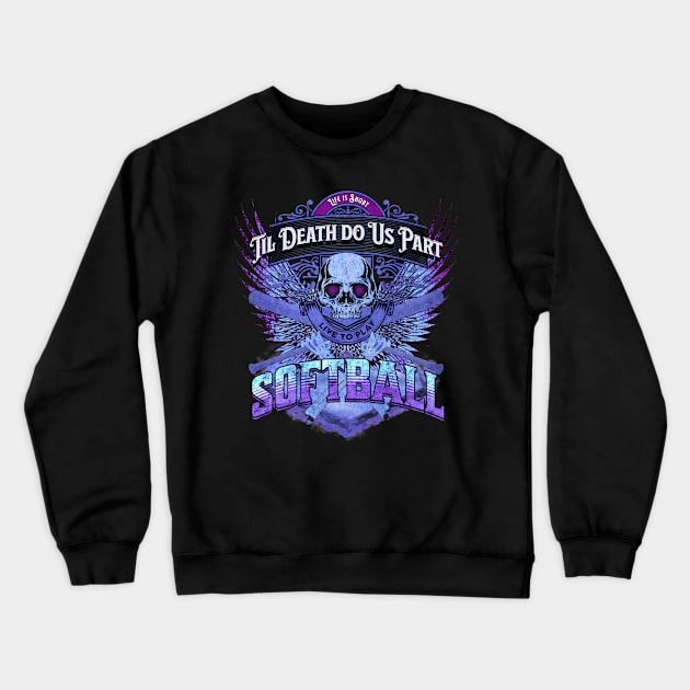 Life is Short - Live to Play Softball - Mystic Blue Crewneck Sweatshirt by FutureImaging